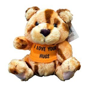 Vintage Russ Berrie Luv Pets Tiger Plush Stuffed Animal I LOVE YOUR HUGS 6 Inch